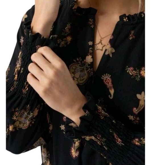 Saint + Sofia Olivia Zip Up Midi‎ Dress Kashmir Paisley LS Smocked size 12 NWT - Picture 4 of 9